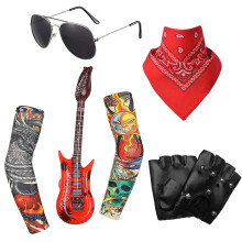 Tholire 7Pcs Rock Star Heavy Metal Costume Set – Rockstar Fancy Dress Accessories for Adults & Kids – Ideal for Parties, Concerts, Cosplay
