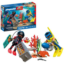 Playmobil City Action Police Diver with Treasure, 2 Figures plus Underwater Scooter and Sea Creatures, Encourages Creativity, Children's Toy for Ages