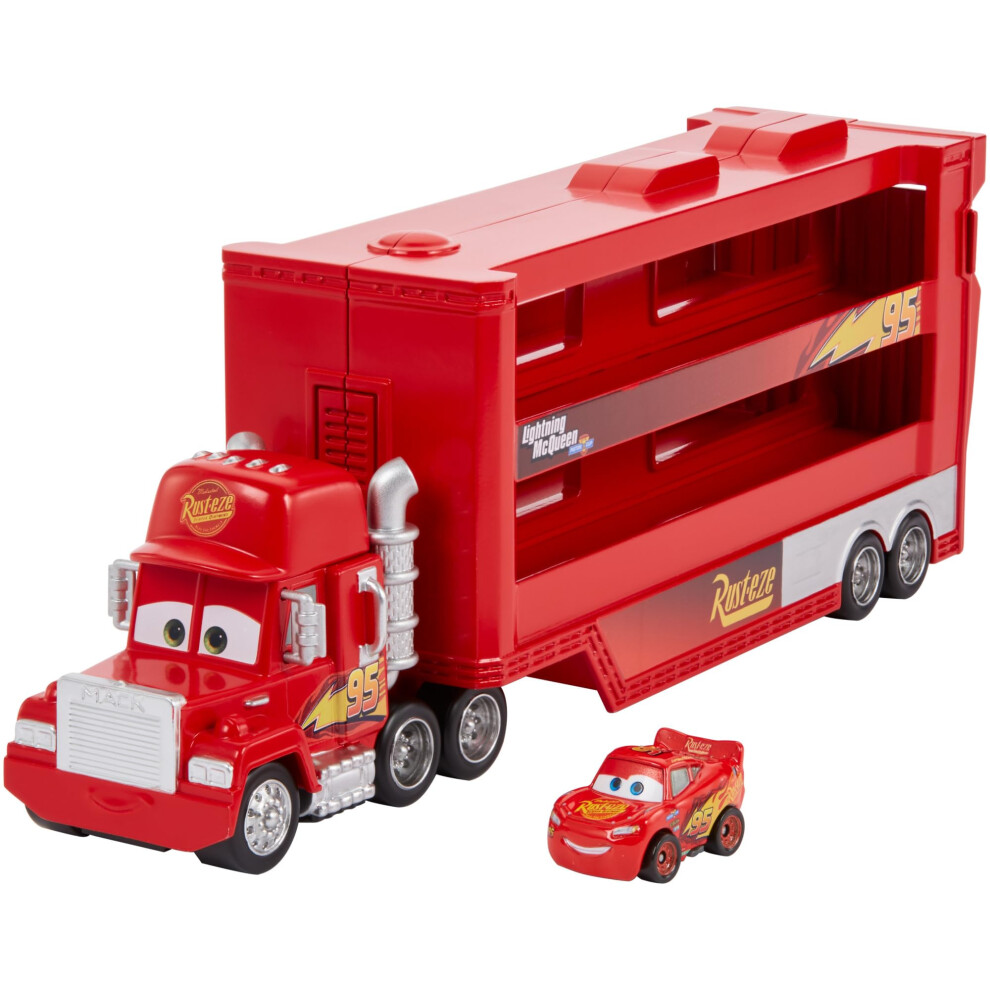 Mattel Disney And Pixar Cars Minis Transporter With Vehicle, Kids Birthday Gift For Ages 4 Years And Older, Gnw34, Mack Hauler