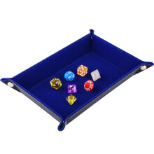 SIQUK Double Sided Dice Tray, Folding Rectangle PU Leather and Dark Blue Velvet Dice Holder for Dungeons and Dragons RPG Dice Gaming D&D and Other Ta