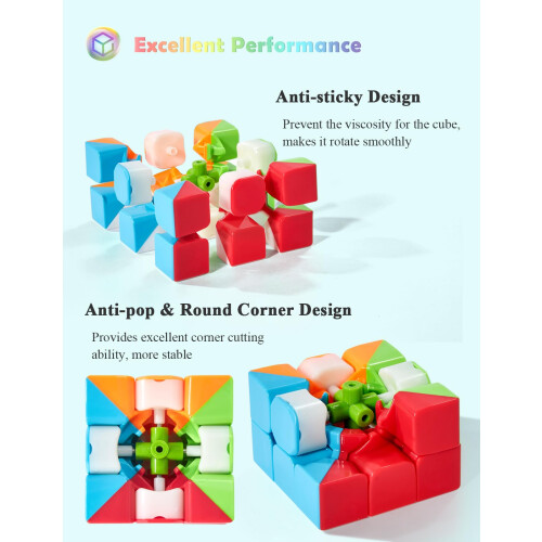 ROXENDA Speed Cube Set, 2X2 3X3 Speed Cube Original Fast Cube with Instruction (Stickerless) 2