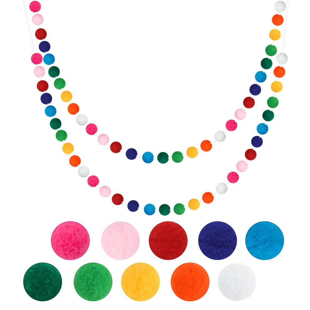 2Pcs Pre-Strung Felt Pom Pom Garland, Nursery Decor With 60 Balls, Perfect For Bedroom, Classroom, Birthday Parties G2plus