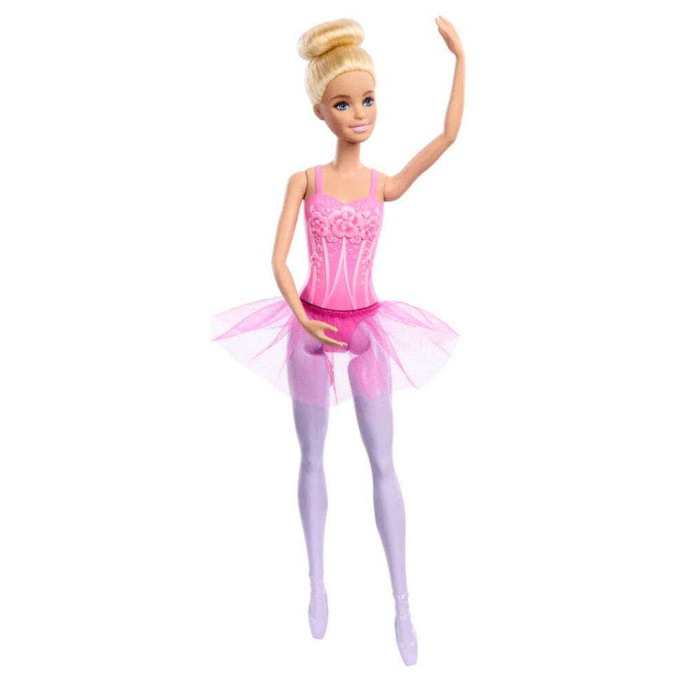 New Barbie Ballerina Doll, Blonde Fashion Doll Wearing Removable Tutu, Posed With Ballet Arms & “En Pointe” Toe Shoes, Hrg34 Purple