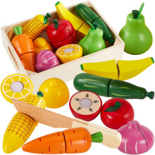 HERSITY Wooden Play Food Sets for Children Kitchen 18+ Month Old Toys Gifts