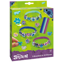 TM ESSENTIALS Stitch Bracelet Set of 18 Charms for Kids | Yellow Blue and Red Charm Bracelets for Creative DIY - Unique Jewellery Fun with Cute Stitc
