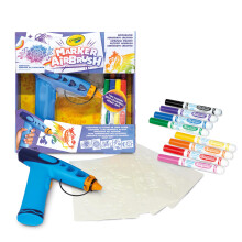 CRAYOLA Marker Airbrush Spray Art Kit, 8 Washable Colouring Pens 5 Stencils