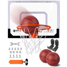 Basketball Hoop for Kids 15.75" X 11.81", Mini Punch-free Wall mounted Basketball Hoop for Indoor & Outdoor Doors with 2 Basketballs and Full Accesso
