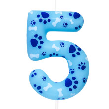 Cxryrzhe 5th Birthday Candle Dog Paw Number 5 Candle Dog Paw Cake Decoration Birthday Party Supplies Blue Dog Paw Print Themed Cake Topper Decoration