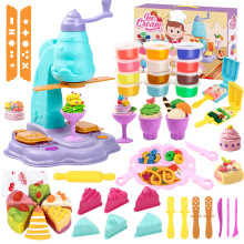 JoiTale Play Color Dough Ice Cream Set, 42Pcs Ice Cream Maker Dough Accessories Set With 12 Colors Clay Dough, Kitchen Creations Modelling Clay Toys