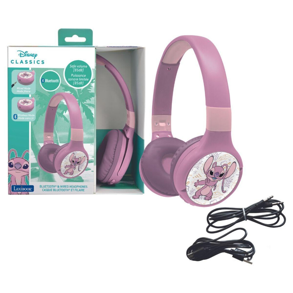 Lexibook, Disney Stitch, Angel 2-In-1 Bluetooth & Wired Headphones With Microphone And Control Buttons, Foldable And Adjustable, Long-Lasting Recharg 62091558
