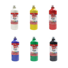 Scola Readymix Water Based Tempera Paint, 6 Assorted Bright Colours, 600ml Bottles, Safe Non-Toxic Poster Paints, Craft Projects, Suitable for 3+