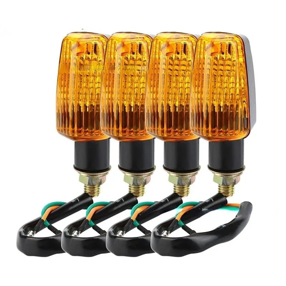 4Pcs Motorcycle Turn Signal Lights Indicators 12V Abs Bright Universal Fit 10Mm Bolt Amber 9455672906487