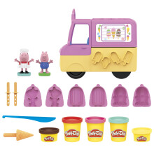 Play-Doh Peppa's Ice Cream Playset with Ice Cream Truck and Peppa and George Figures, Non-Toxic Modelling Compound Creative Toy for Toddlers, Arts an