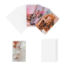 Baskiss 100 Packs Photocard Sleeves, 59 x 90 mm 200 Microns Ultra Thickness Kpop Clear Sleeves Idol Photo Cards Proector Tranding Cards Shield Cover