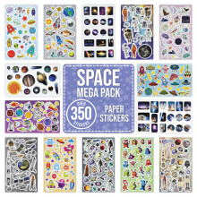 Space Stickers for Children to Decorate Scrapbook Craft - Over 350 Self Adhesive Paper Stickers 14 Designs - Party Bag Fillers For Kids, Teacher Clas