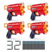 XShot Excel, Micro 2.0, (4 Blasters), 32 Darts Included, Easy Reload, Air Pocket Dart Technology, Toy Foam Blaster for Kids, Teens and Adults, Brown