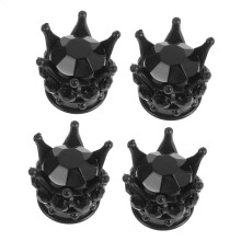 4pcs Black Crystal Tire Valve Stem Caps for Car Wheels, Durable Dustproof Universal Fit