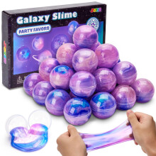 JOYIN Slime Party Favors, 24 Pack Pink Galaxy Slime Ball Party Favors - Stretchy, Non-Sticky, Mess-Free, Stress Relief, and Safe for Girls and Boys -