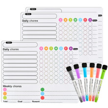 DODUOS 3PCS Magnetic Chores Chart for Kids with 6PCS Fine Tip Markers, Reusable Magnetic Reward Charts, Learning Responsibility Chart for Kids, Rewar