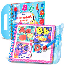 JoyCat Alphabet Water Colouring Book for Toddlers 3-5, Reusable 14 Activity Pages with Water Pen for Mess Free Colouring, Preschool Alphabet Learning