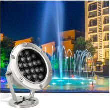 LED Pool Light IP68 Waterproof 12V RGB Underwater Spotlight Stainless Steel Red 15W