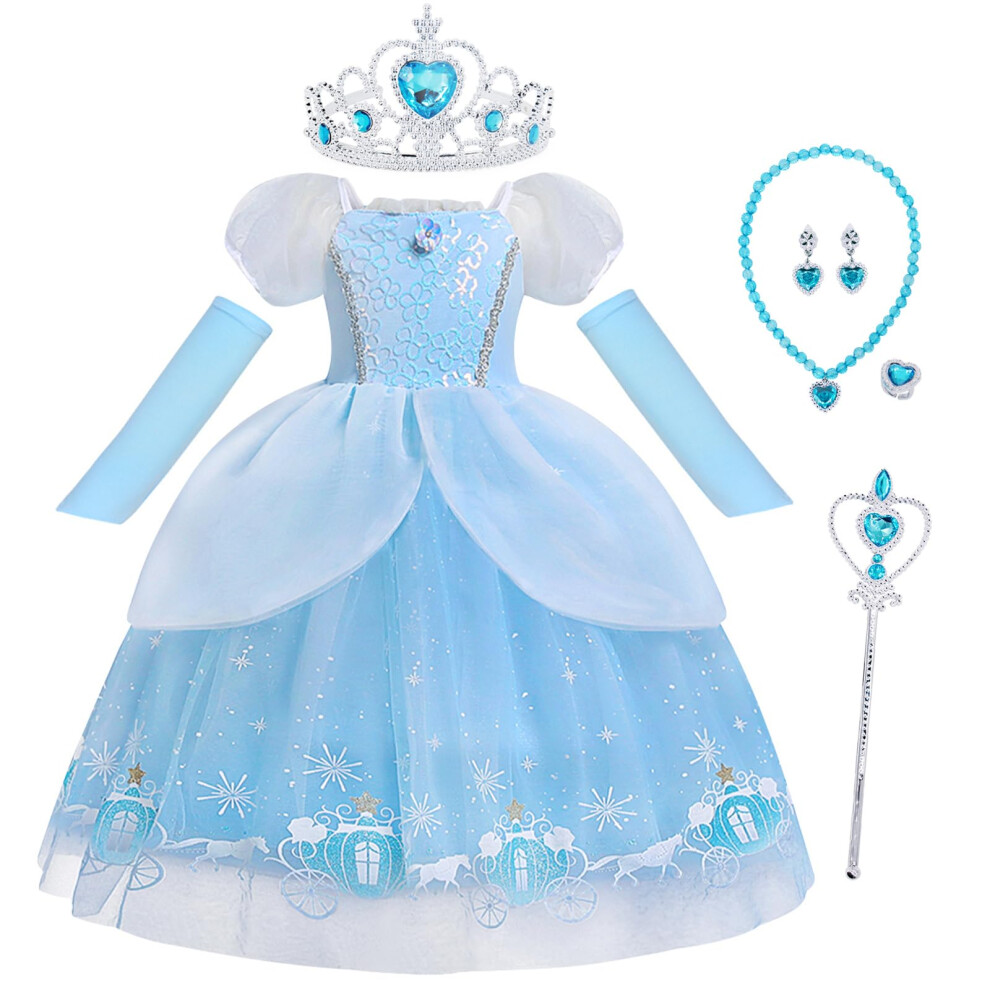 Photos - Fancy Dress Berich Princess Blue Costume with Crown Kids Dress up World Book Day Costumes Halloween Christmas Outfits Princess Blue Dres