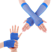 Yolev 2 Pairs Long Fingerless Fishnet Gloves Fingerless Short Fishnet Gloves Fishnet Mesh Fingerless Gloves 80s 90s Party Costume Accessories for Wom
