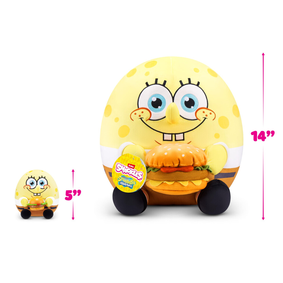 Zuru Snackles Licensed Character Spongebob Squarepants 5-Inch Plush By Plush With Snack Accessory