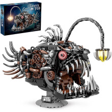 Mechanical Lantern Fish Building Block Set,Ocean Animals Decor Collection Toy Compatible with Lego Sets,Birthday Gift for Adults Girls and Boys 7-14