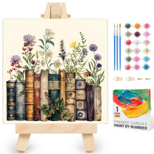 Fountor Book Paint by Numbers for Adults with Frame, Easy Flowers Adult Paint by Numbers Canvas Kits Without Easel, DIY Acrylic Oil Painting by Numbe