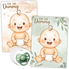 Templatables Pin the Dummy Baby Shower Party Game – Double Sided A2 Poster, 35 Stickers, Fun Baby Shower or Gender Reveal Party Game