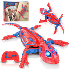 Buoeuik Wall Crawler Gecko, Remote Control Lizard Spider Toys for 4 5 6 7 8 9 Year Old Boys Rechargeable Climbing Chameleon Robot with Glowing Eyes K