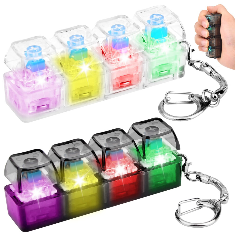 Pipihome Light 2 Pcs Keyboard Fidget Toy, Fidget Toys For Adults With Led Keychain Keyboard Clicker Anxiety Relief For Adults, Cool Gadgets Stress Relief Toy