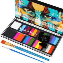 LOPHE Face Body Painting Kit, 26 Colors Rainbow Body Paint for Kids Adults, Safe & Non-Toxic Water Based Split Cake Face Paint Palette with 2 Brushes