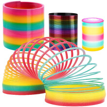 DSL Giant Slinky Toy Set of 3, Jumbo Rainbow Slinky, Medium Metallic Slinky, Small Light-Up Slinky, Fidget Toy, Birthday Gift, Stocking Filler, Party