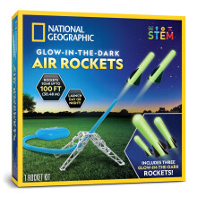 NATIONAL GEOGRAPHIC Air Rocket Launcher Toy - Launch Glow in the Dark Rockets up to 30 Meters, Outdoor Toys, Glow in the Dark Toys for Kids 8-12