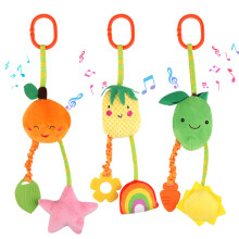 3 Pack Baby Pram Toy, Pushchair Hanging Rattle Toys, Clip on Car Seat Stroller Toys, Plush Sensory Toy for Newborn 0-6 Months, Car Crib Travel Activi
