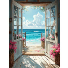 Mrnsiet DIY Scenery Paint by Numbers Kit for Adults on Canvas,Landscape Beach Unframed Paint by Number Kits for Adult Beginners,Easy Acrylic Oil Pain