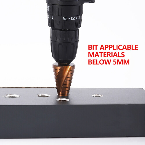 Titanium Plated Step Drill Bit 4-20mm 1/4in HSS Spiral 2