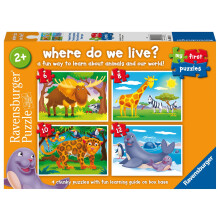 Ravensburger Where Do We Live My First Jigsaw Puzzles for Kids 2 Years Up - 2, 3, 4 & 5 Pieces - Educational Toys for Toddlers