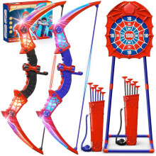 Toys for Age 3-12, 2 Pack Boys Toys With Red & Blue LED Lights, Standing Target & 2Quiver, Indoor Outdoor Toy Gifts Birthday Presents for 3 4 5 6 7