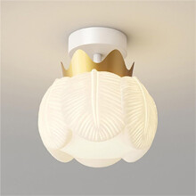 Semi Flush Mount Ceiling Light Nordic Crown Design White Flower Modern Bedroom Lamp Dark Color