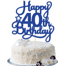 1 Pack Happy 40th Birthday Cake Topper Blue Glitter 40 & Fabulous Cheers to 40 Years Old 40th Birthday Cake Pick for Celebrating 40th Birthday Annive