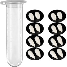 Bohoman 10 Pieces Vampire Fangs Kit 5 Sizes Custom Fangs Vampire Teeth Fake Dentures with 1 Tube Teeth Pellets Adhesive for Cosplay Party Props Hallo