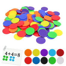 Nurhore 100 Pcs Colored Counting Bingo Chips, 19mm Colored Counters For Maths, Plastic Counters for Kids, for Bingo Games, Back to School Supplies, T