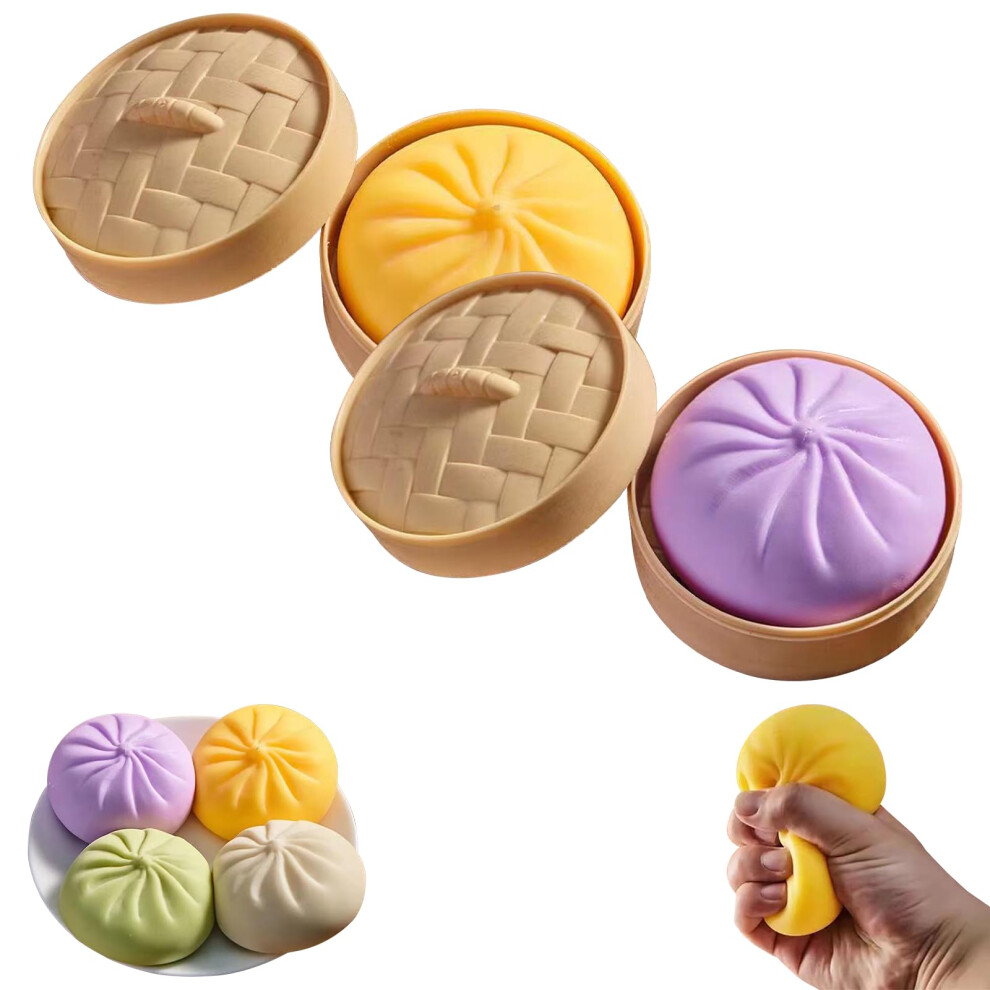 Hdqqud 2 Pcs Giant Mystery Dumpling Squishy, Jumbo Dumpling Squishy Toy With Steamer Box, Dumpling Squishy Soft Squeeze Decompression Doug For Adults & Kids
