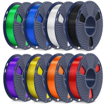 SUNLU PLA 3D Printer Filament Bundle, Multicolor PLA Filament 1.75mm, 2kg in Total, 0.25kg Spool, 8 Rolls of 250g, Black+Clear+Clear Yellow+Clear Blu