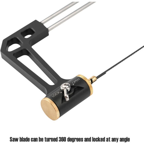 Coping Saw with 360 Blade Rotation, Adjustable Aluminum Frame, Hardwood Handle, Multiple TPI Blades 2