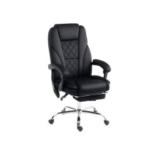 Massage Office Chair, Heated Reclining Computer Chair with Adjustable Height and Footrest, Black