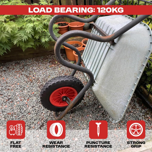 Woodside 14” Solid Tyre, Replacement Wheel for Wheelbarrows, Trolleys, Carts etc, Puncture Proof 1